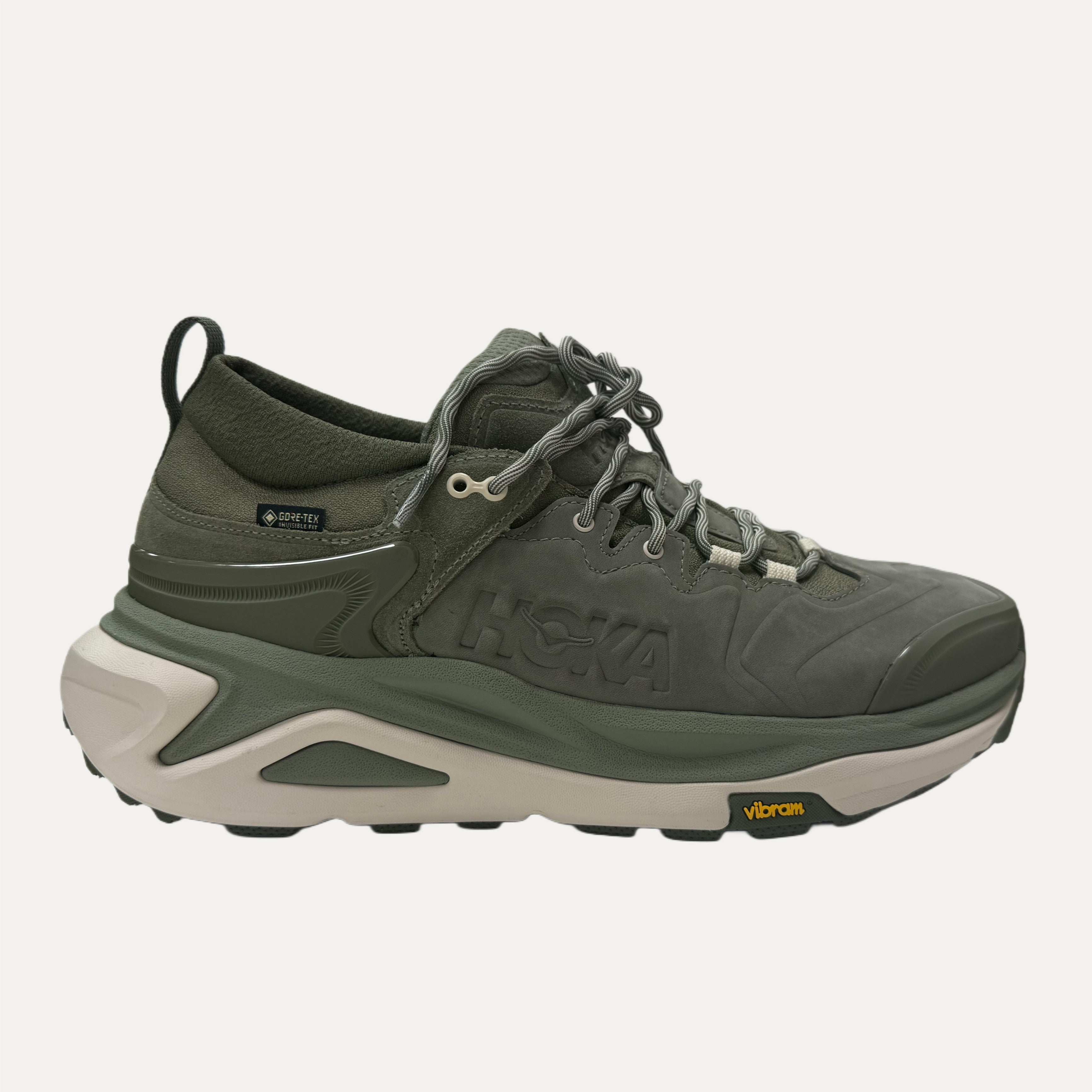 HOKA Men\'s Gray and Green Hiking Shoes Hoka One One M Kaha 2 Low GTX Mens Shoes - Thyme/Radiant Yellow main image 3