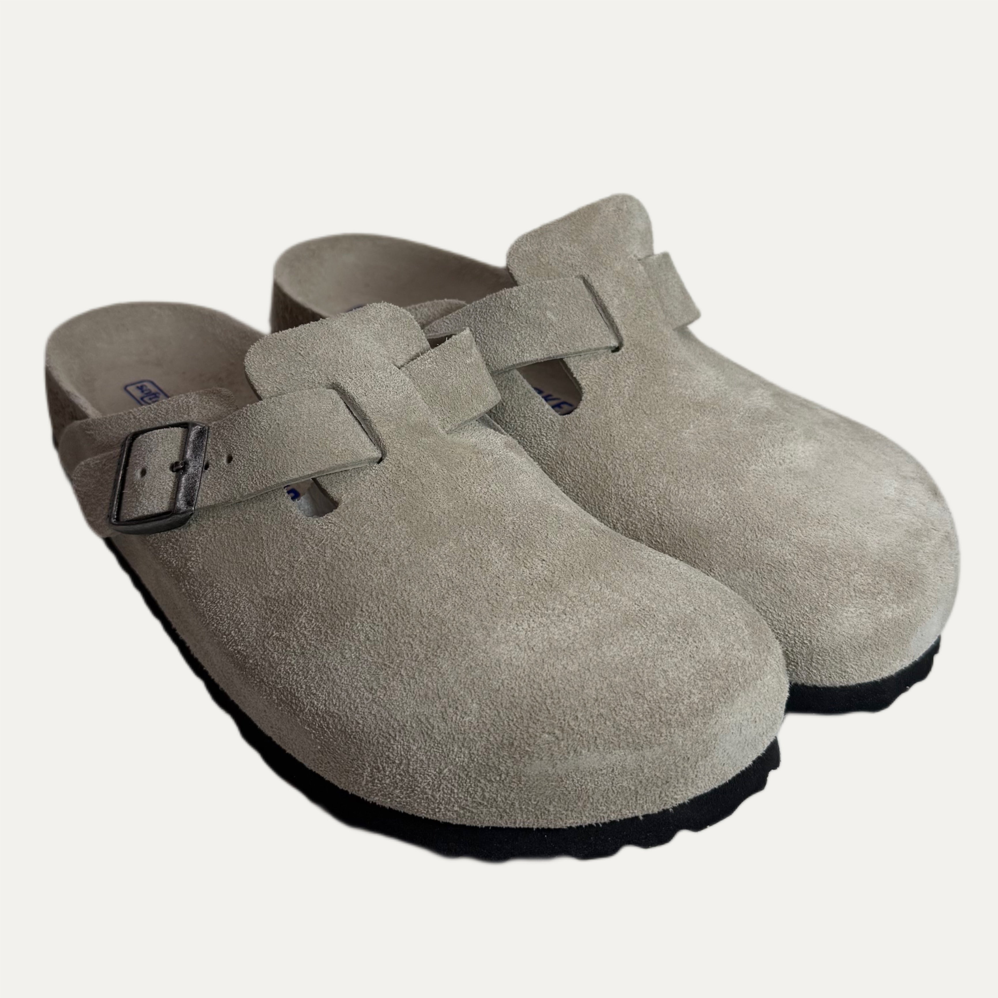 Birkenstock Boston Suede Soft Footbed Clog - Oyster Tonal