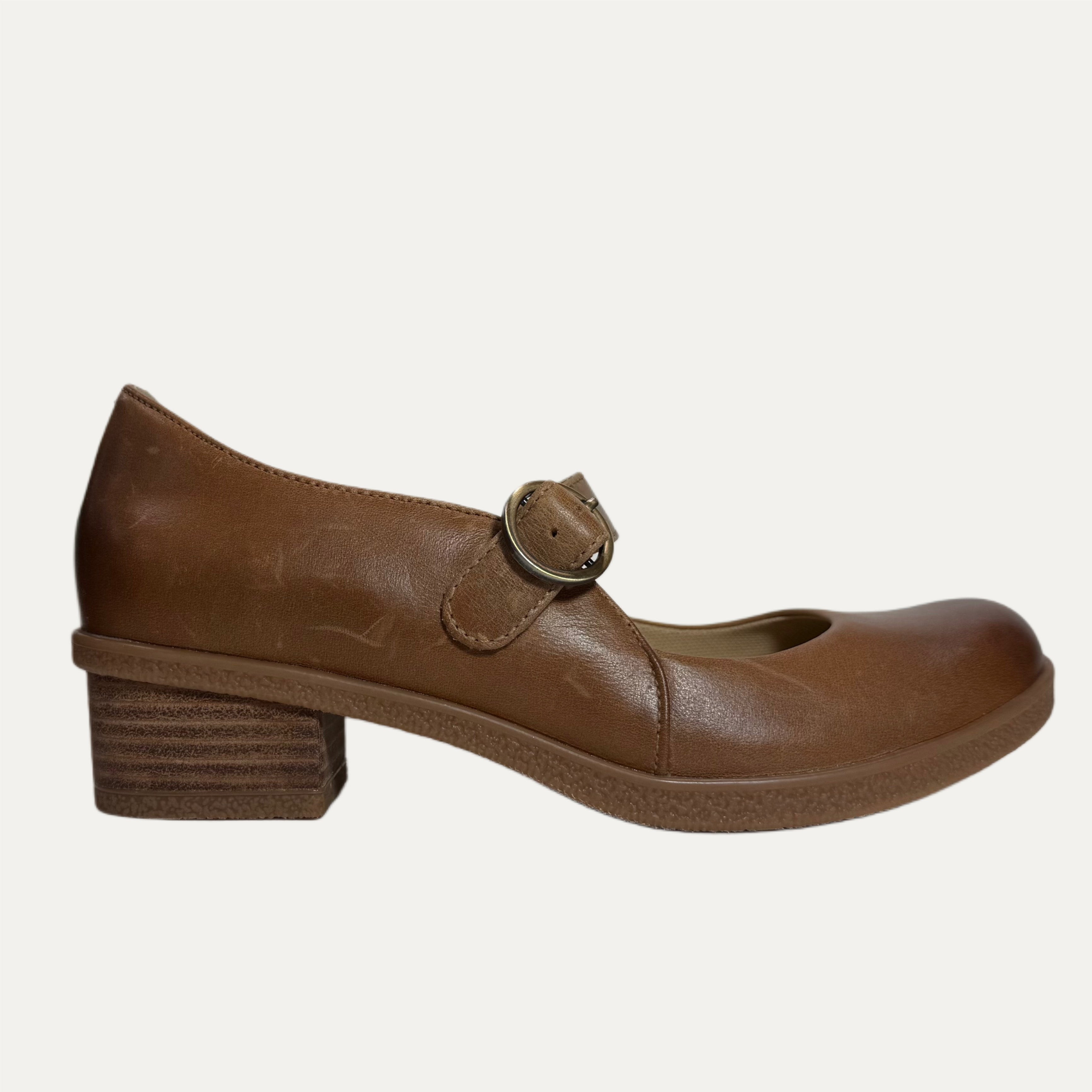 Women's Dansko Deirdra Mary Jane - Tan Waterproof Burnished