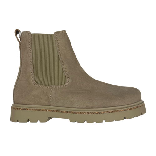 Brown suede Chelsea boot on a white background