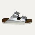 Birkenstock Arizona Slide Patent Soft Footbed Sandal - Silver