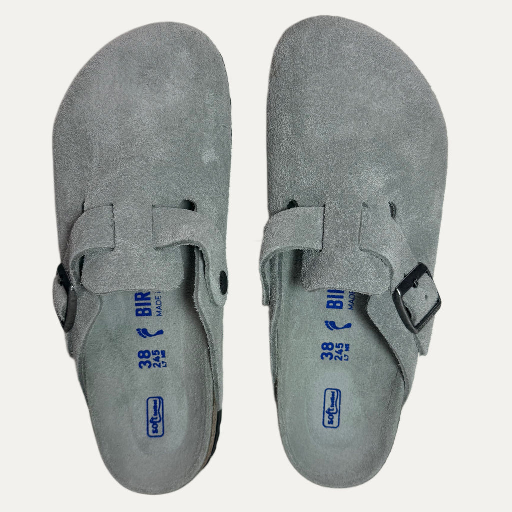Birkenstock Boston Suede Soft Footbed Clog - Pure Sage Tonal