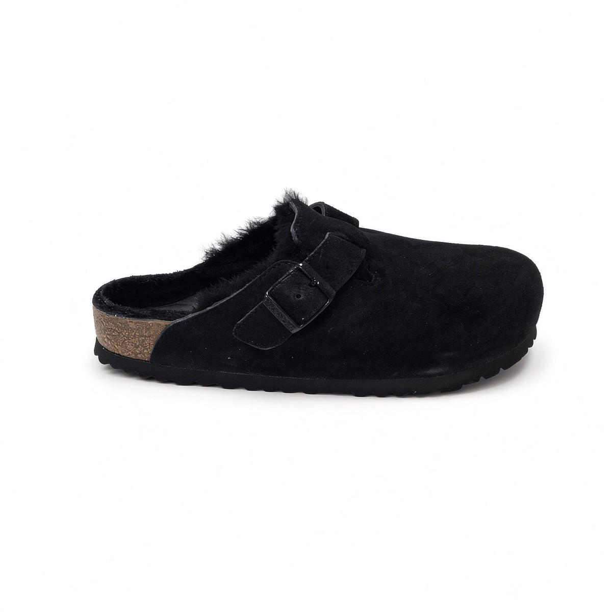 Birkenstock Boston Suede Shearling Clog - Black