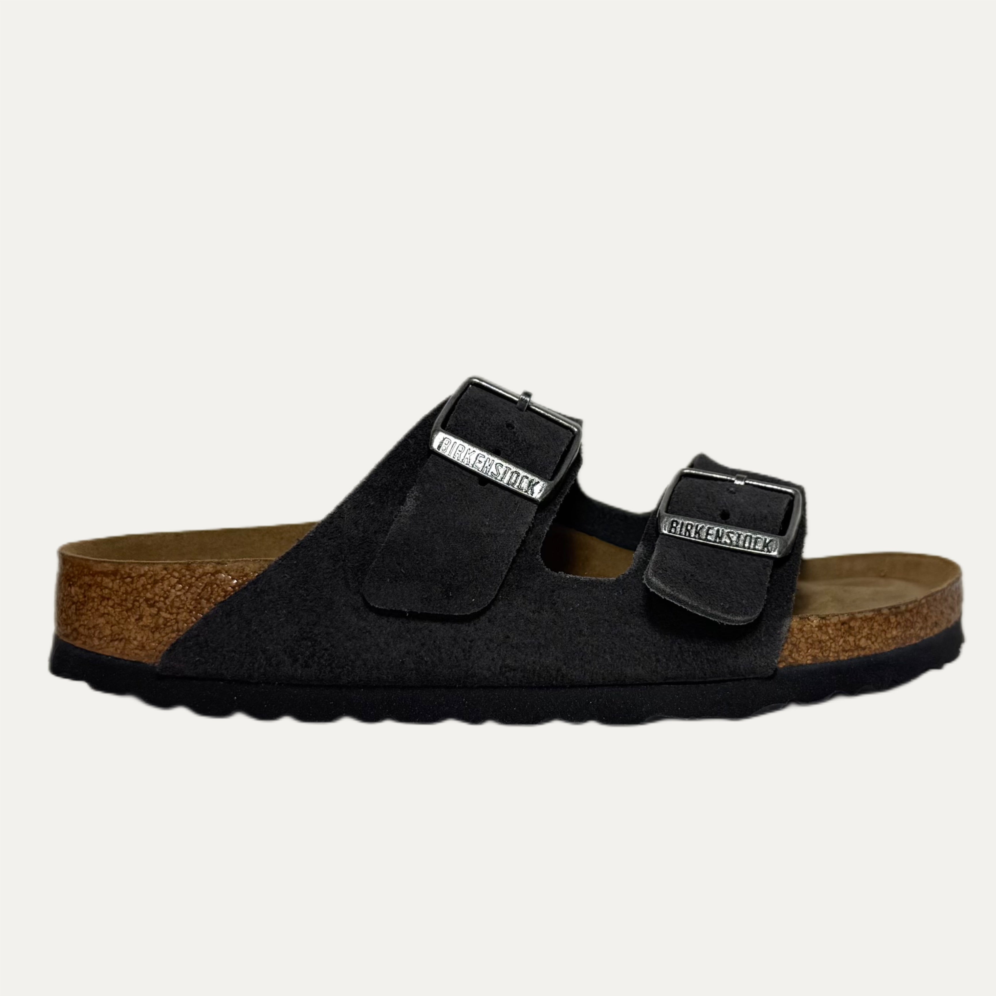 Birkenstock Arizona Slide Suede Soft Footbed Sandal - Velvet Grey