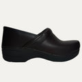 Brown clog shoe on a white background