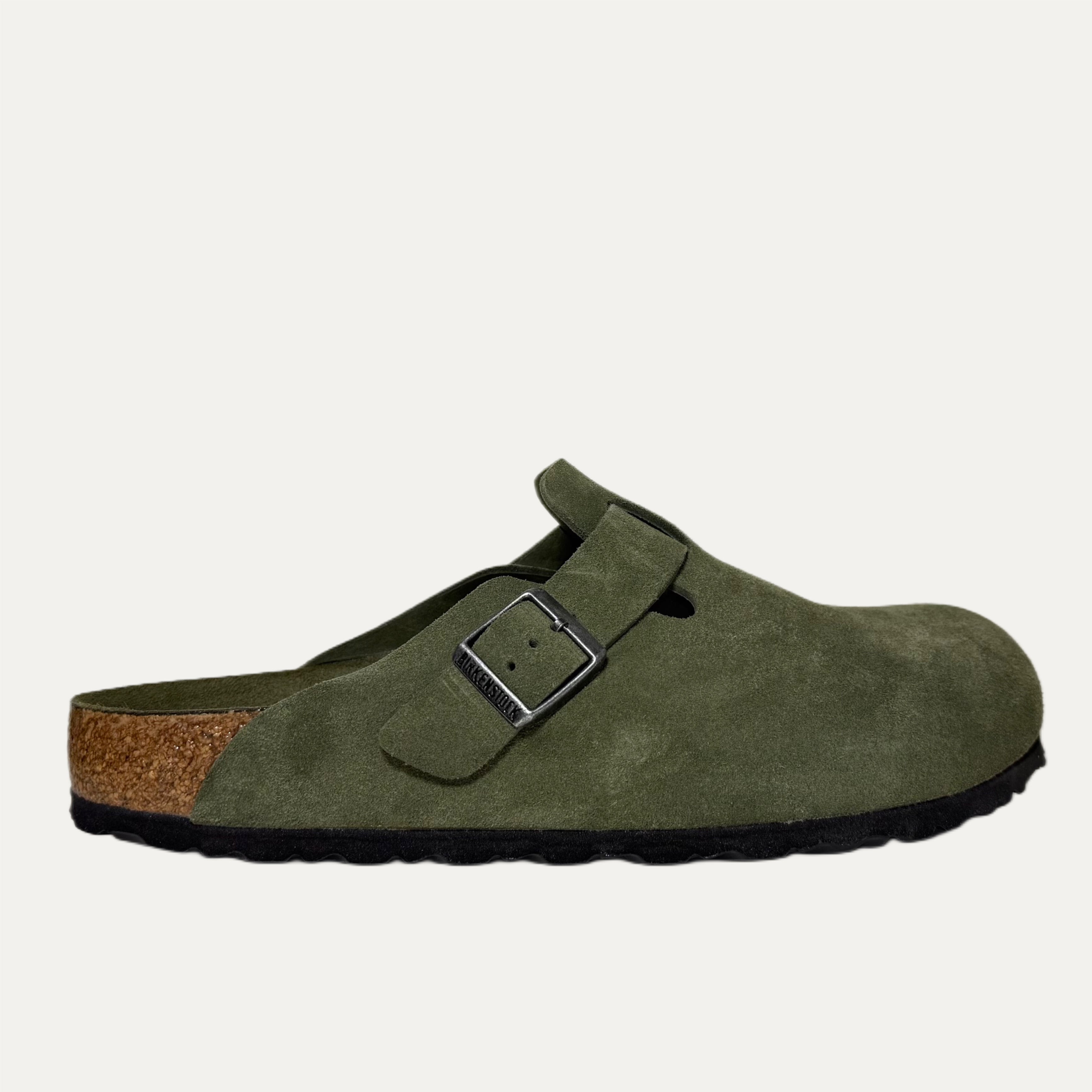 Birkenstock Boston Suede Soft Footbed Clog - Thyme