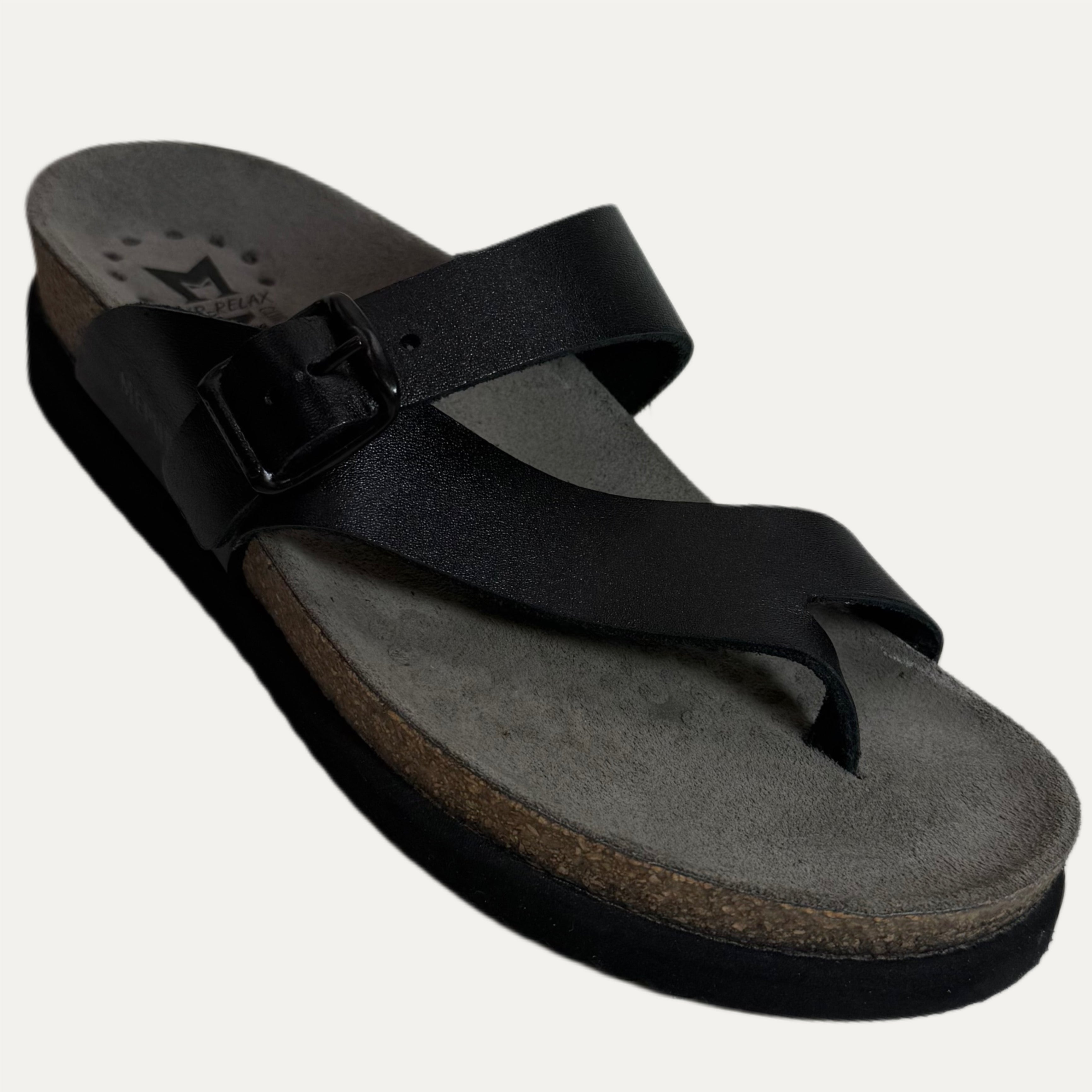Black sandal with a cork sole