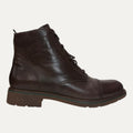 Brown leather boot on a white background