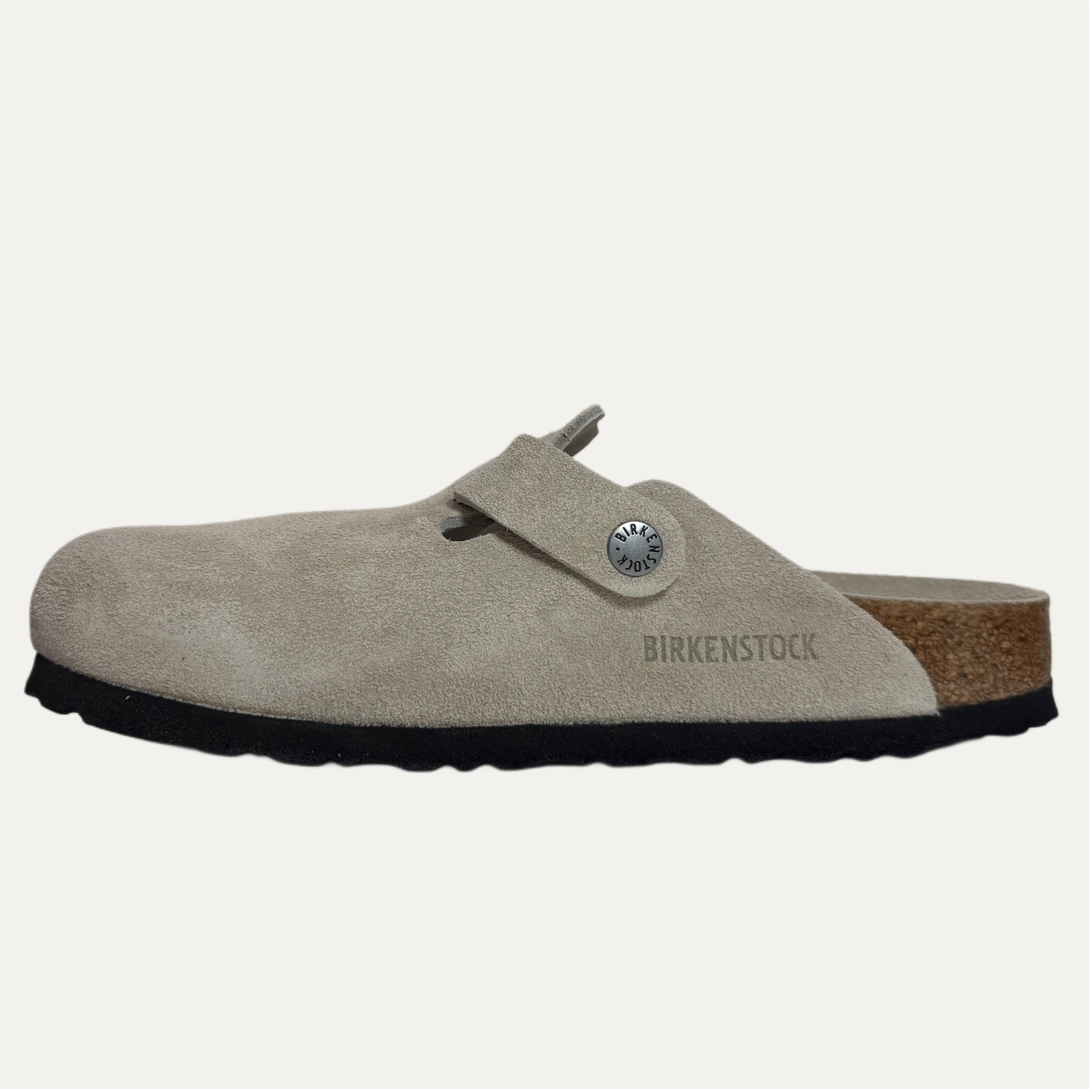 Birkenstock Boston Suede Soft Footbed Clog - Oyster Tonal