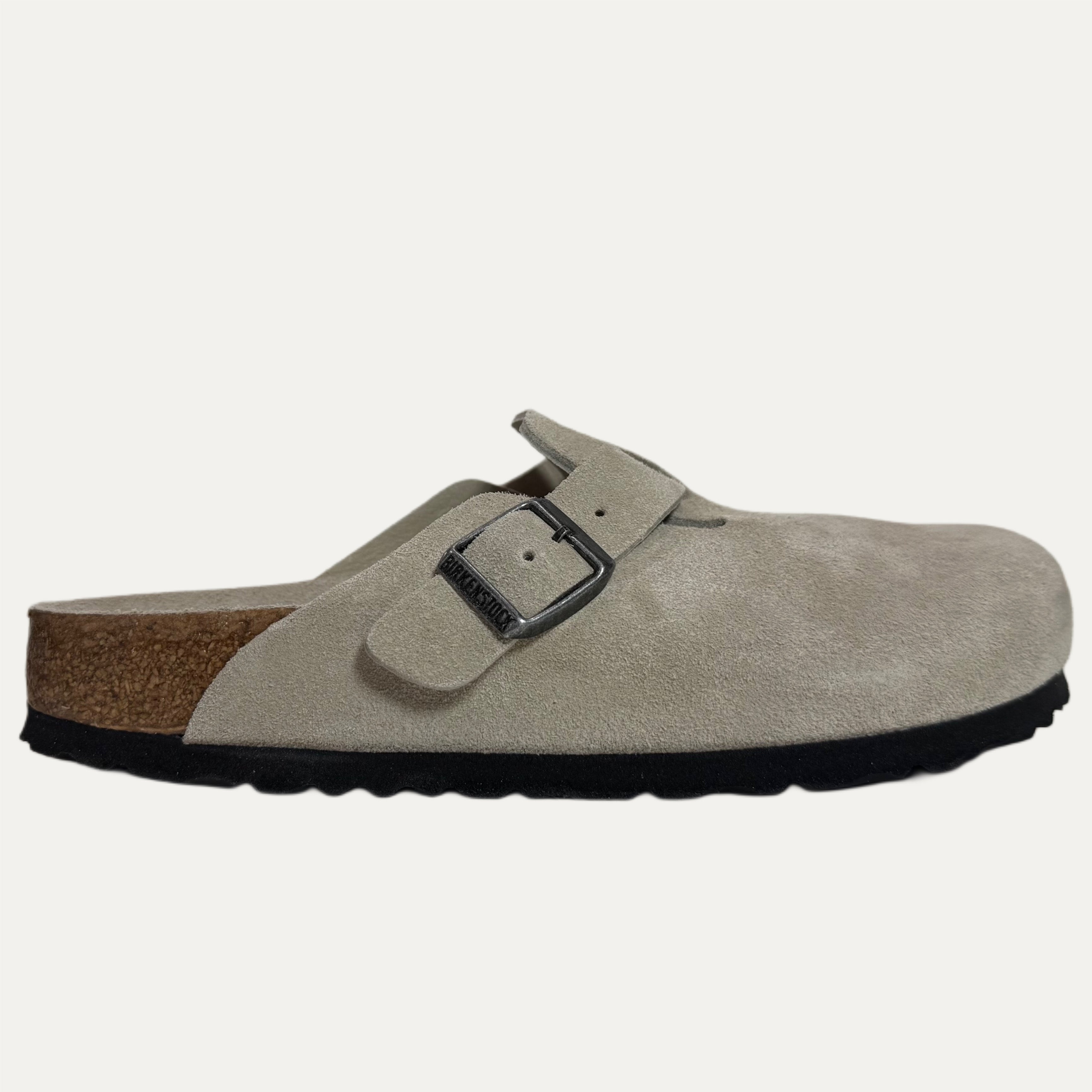 Birkenstock Boston Suede Soft Footbed Clog - Oyster Tonal