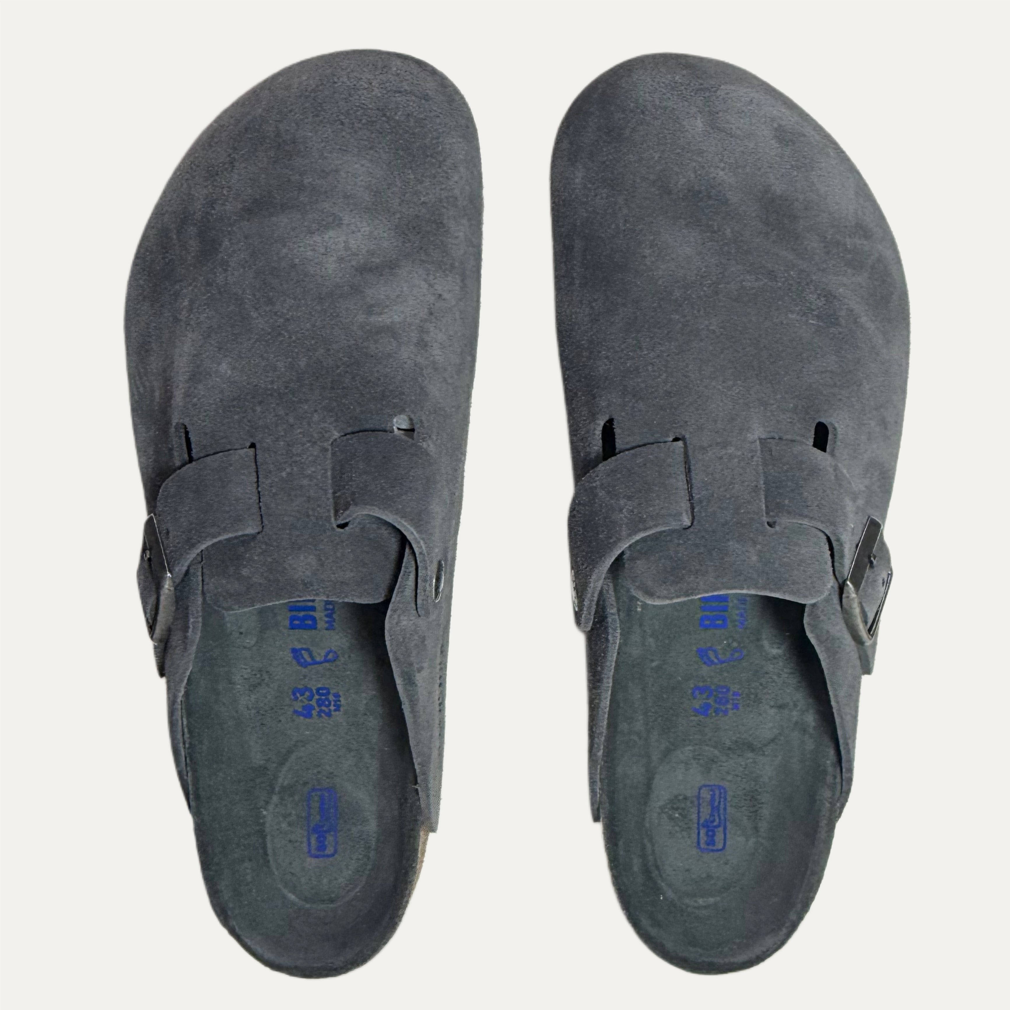Birkenstock Boston Suede Soft Footbed Clog - Charcoal Tonal
