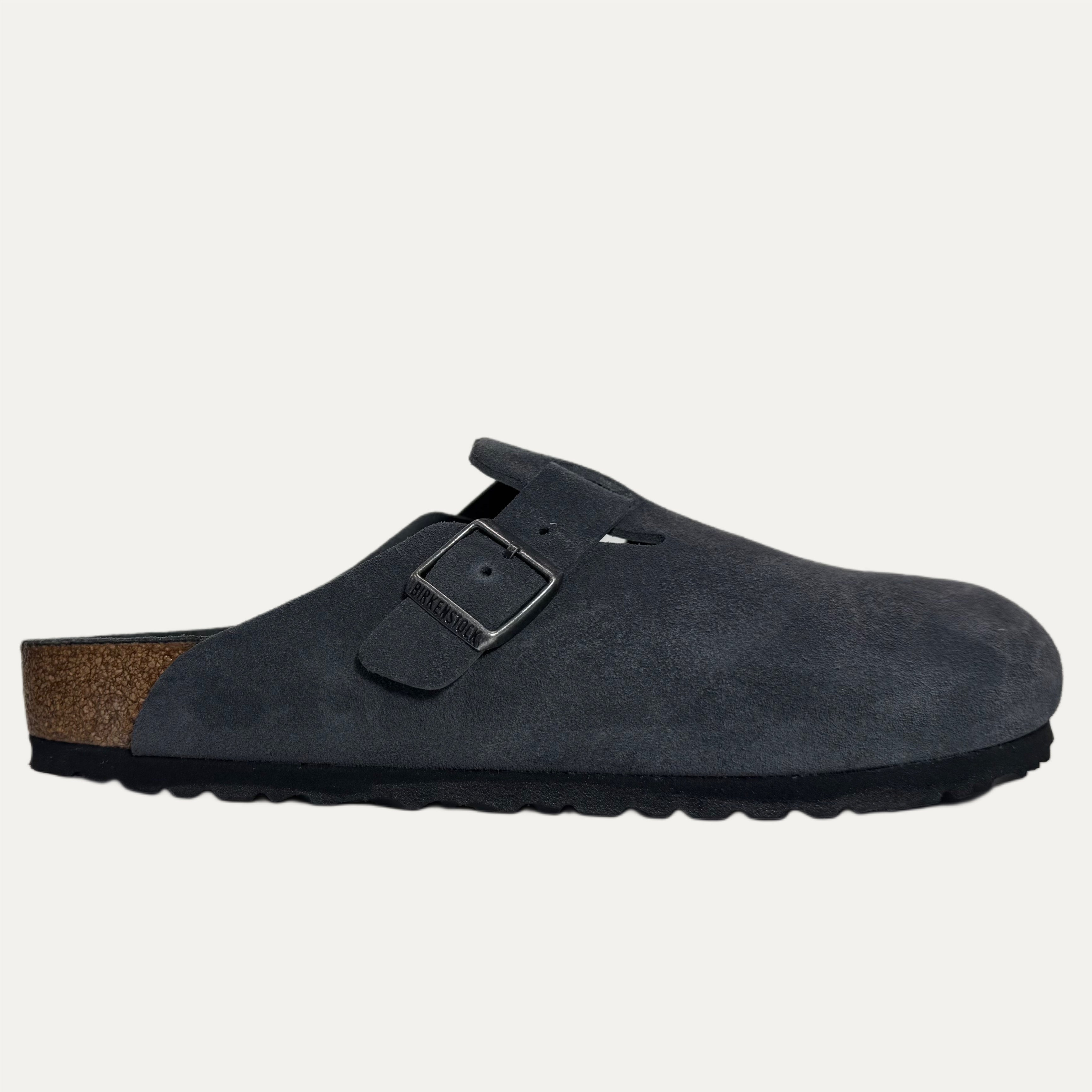 Birkenstock Boston Suede Soft Footbed Clog - Charcoal Tonal