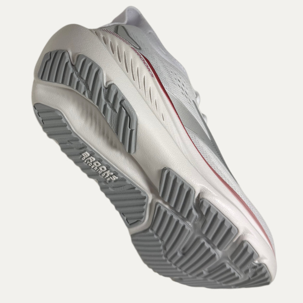 Women's Brooks Glycerin GTS 23 Road Running Athletic Shoe - White / Harbor Mist / Metallic