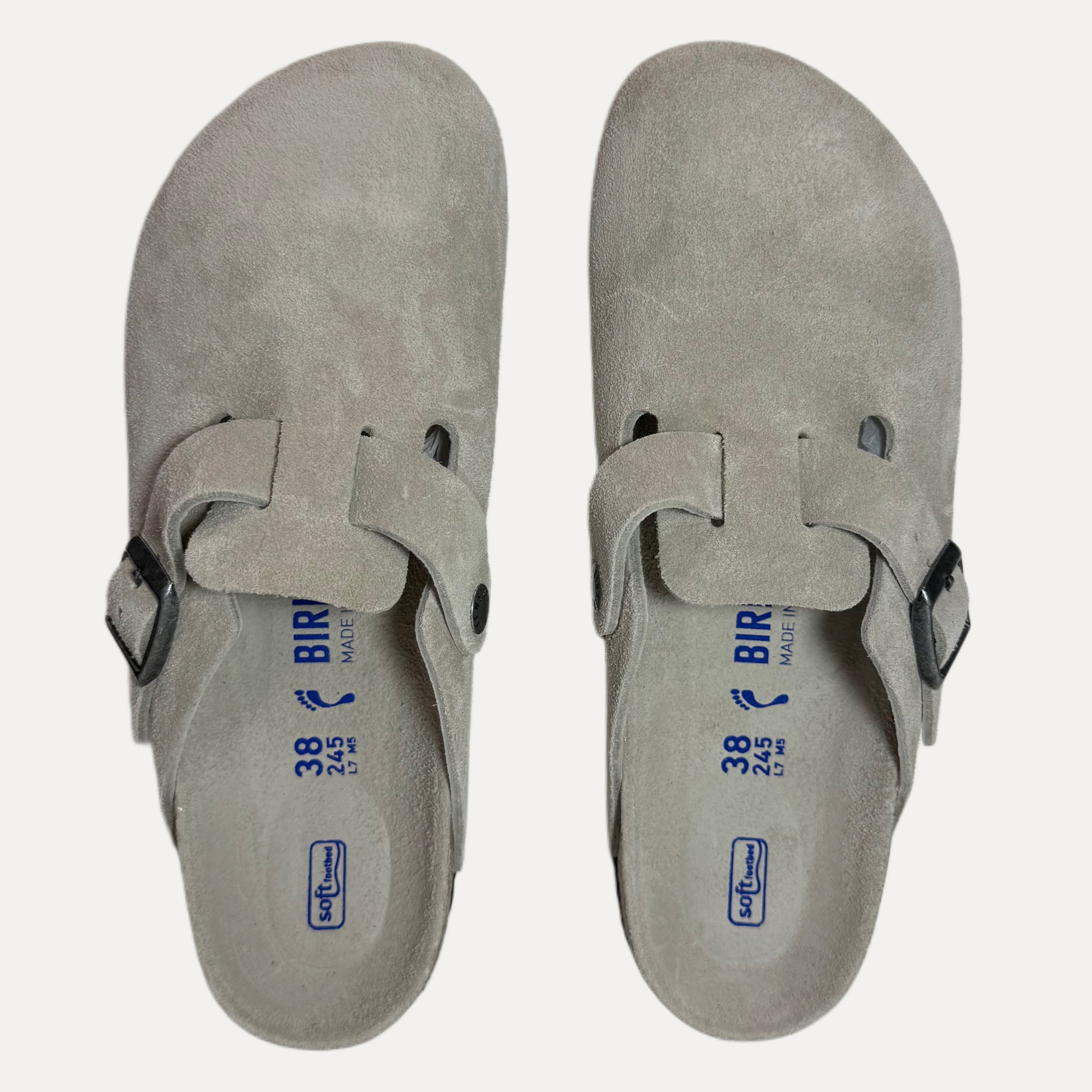 Birkenstock Boston Suede Soft Footbed Clog - Oyster Tonal