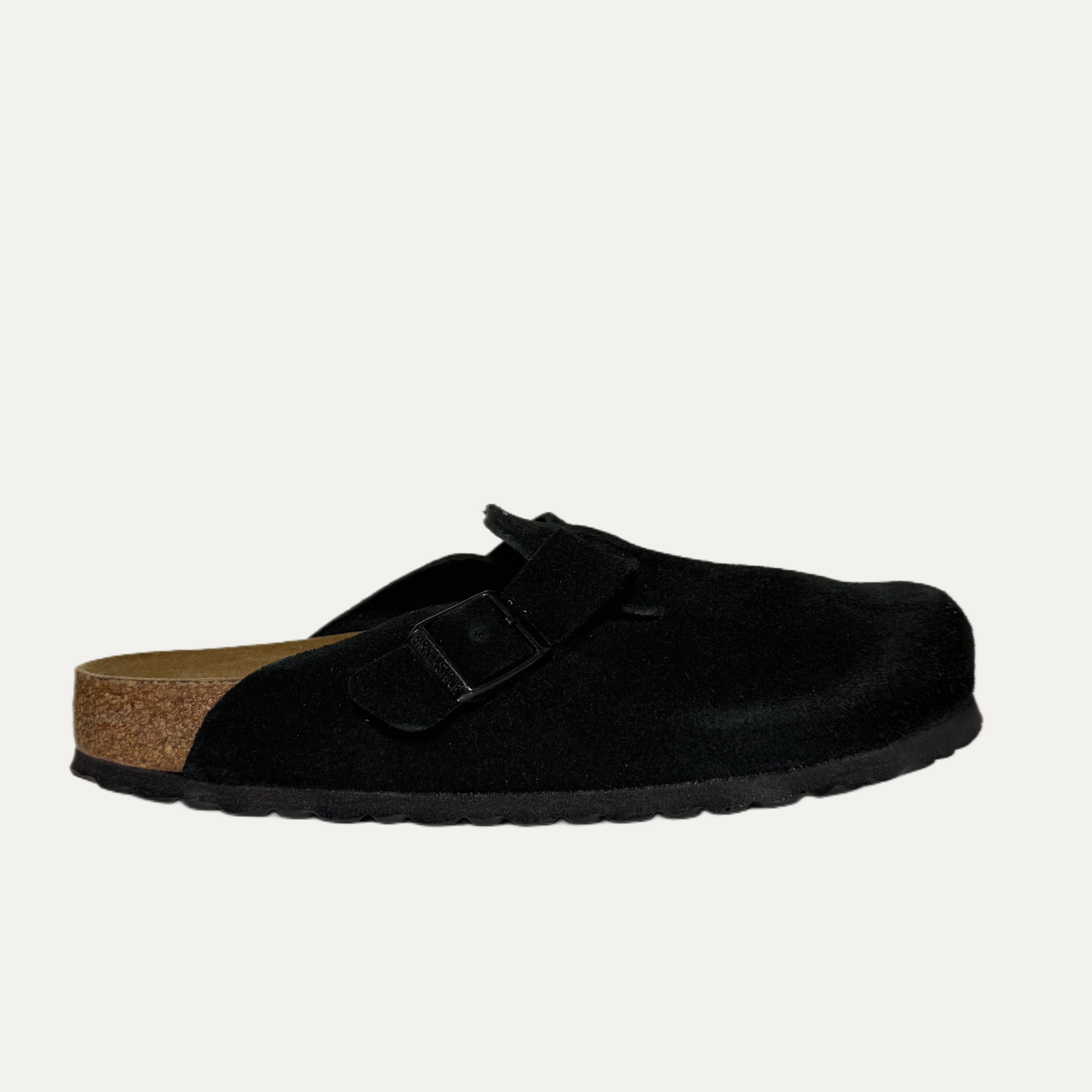 Birkenstock Boston Suede Soft Footbed Clog - Black