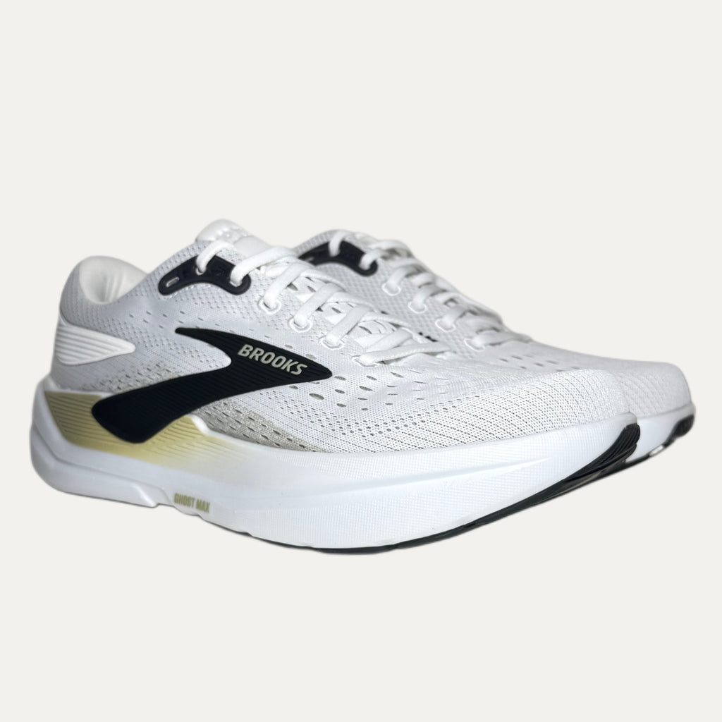 Men's Brooks Ghost Max 3 Running Athletic Shoe - Bright White / Tea / Black