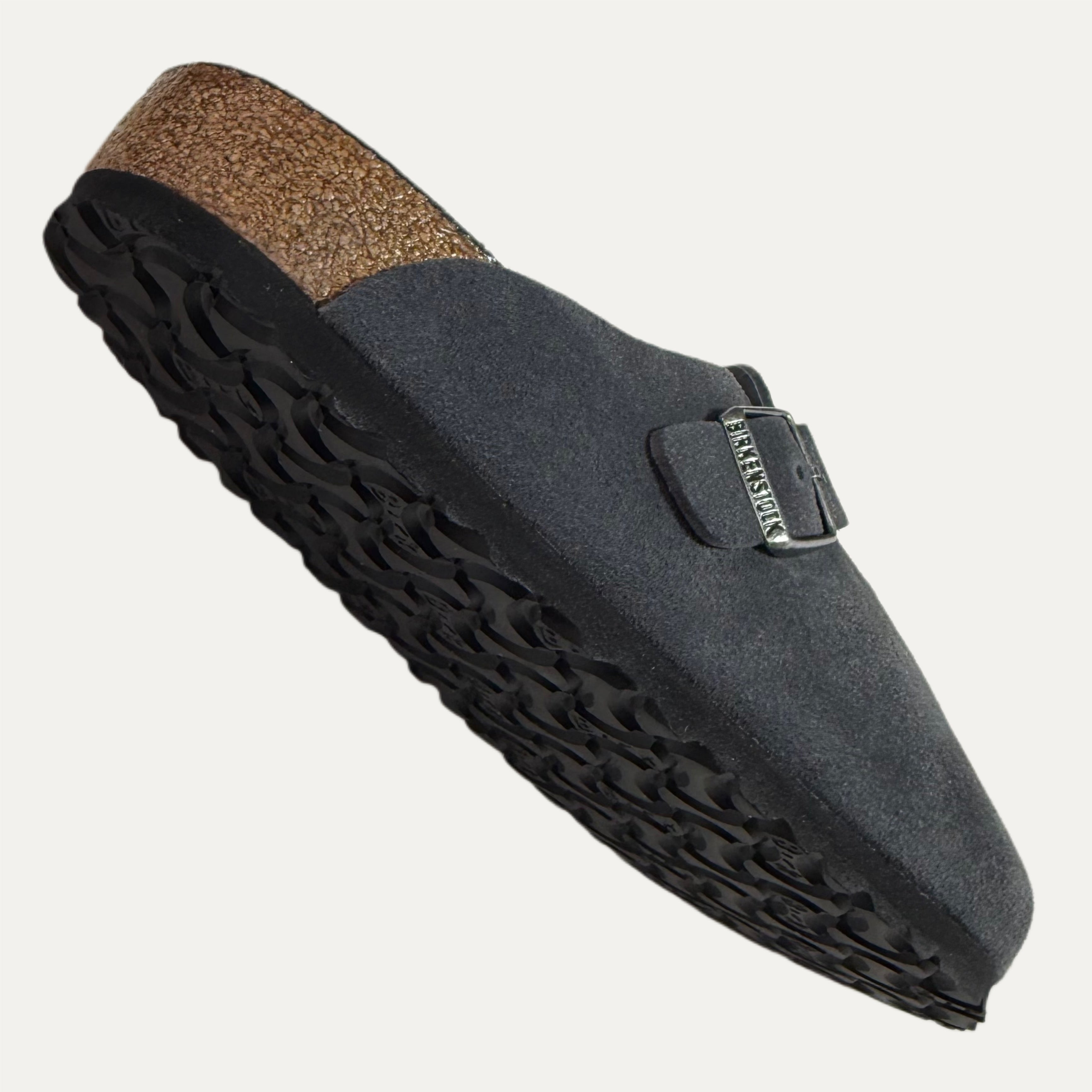 Birkenstock Boston Suede Soft Footbed Clog - Charcoal Tonal