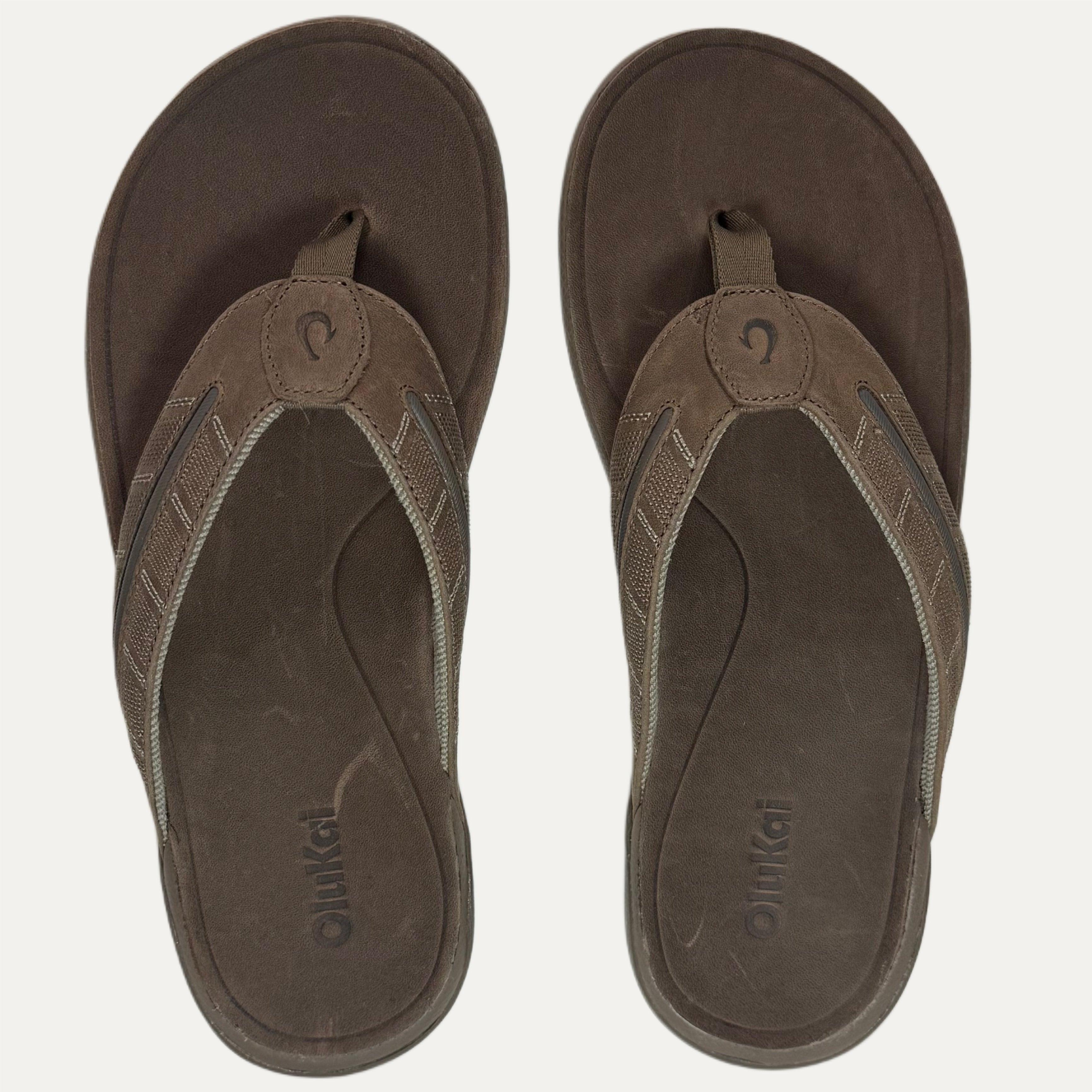 Men's Olukai Tuahine Palm Leather Flip Flop - Mustang