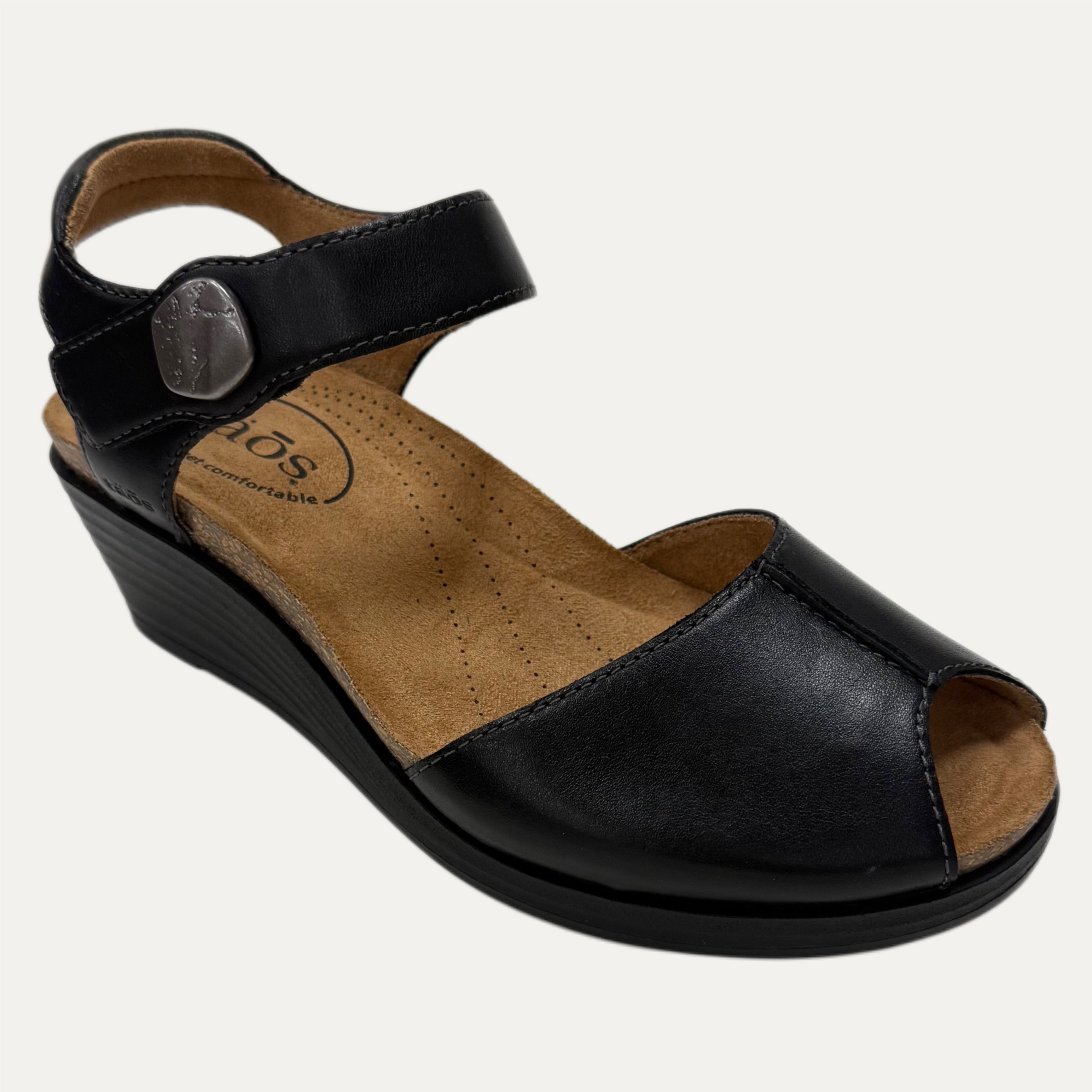 Women's Taos Promise Leather Strap Buckle Wedge Sandal