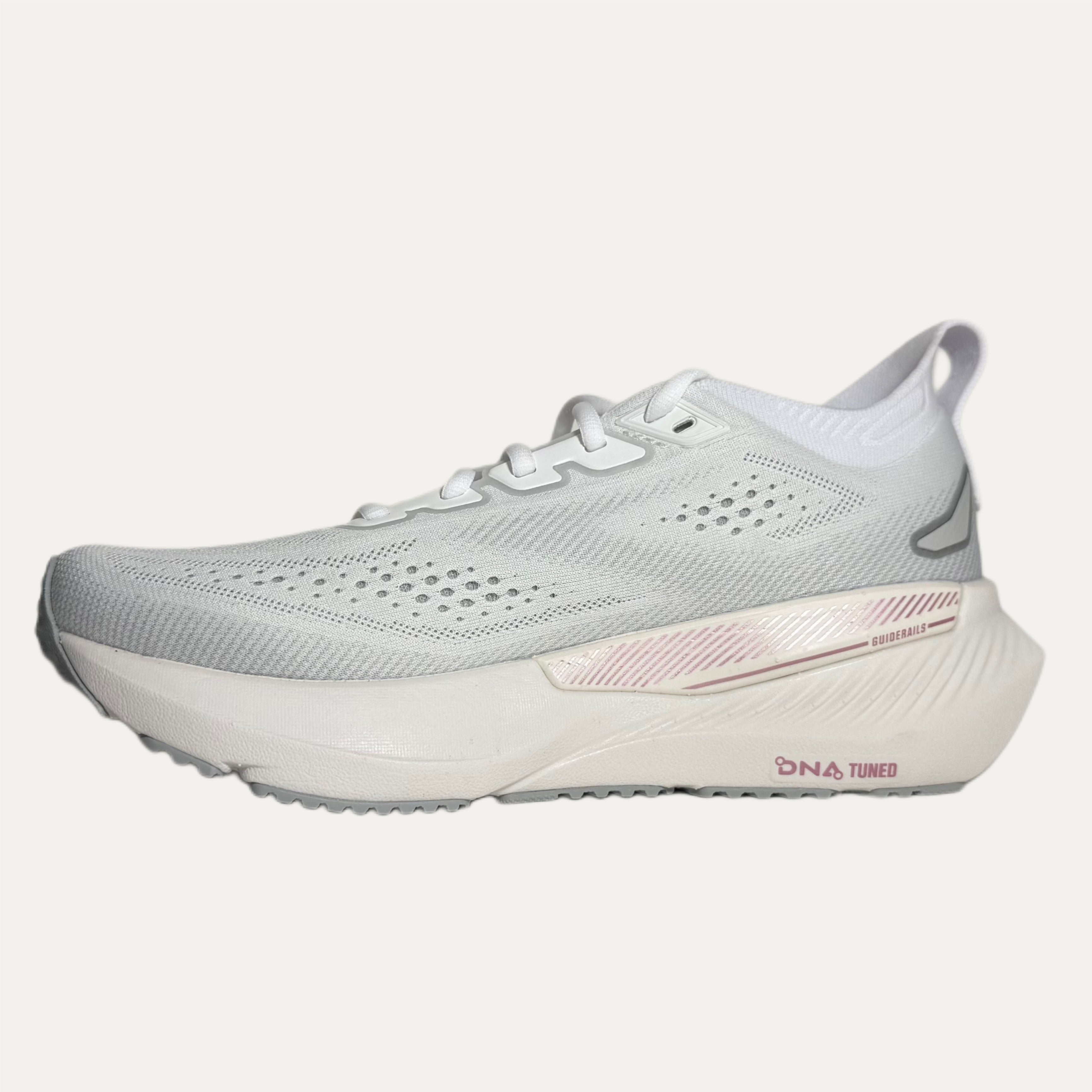 Women's Brooks Glycerin GTS 23 Road Running Athletic Shoe - White / Harbor Mist / Metallic