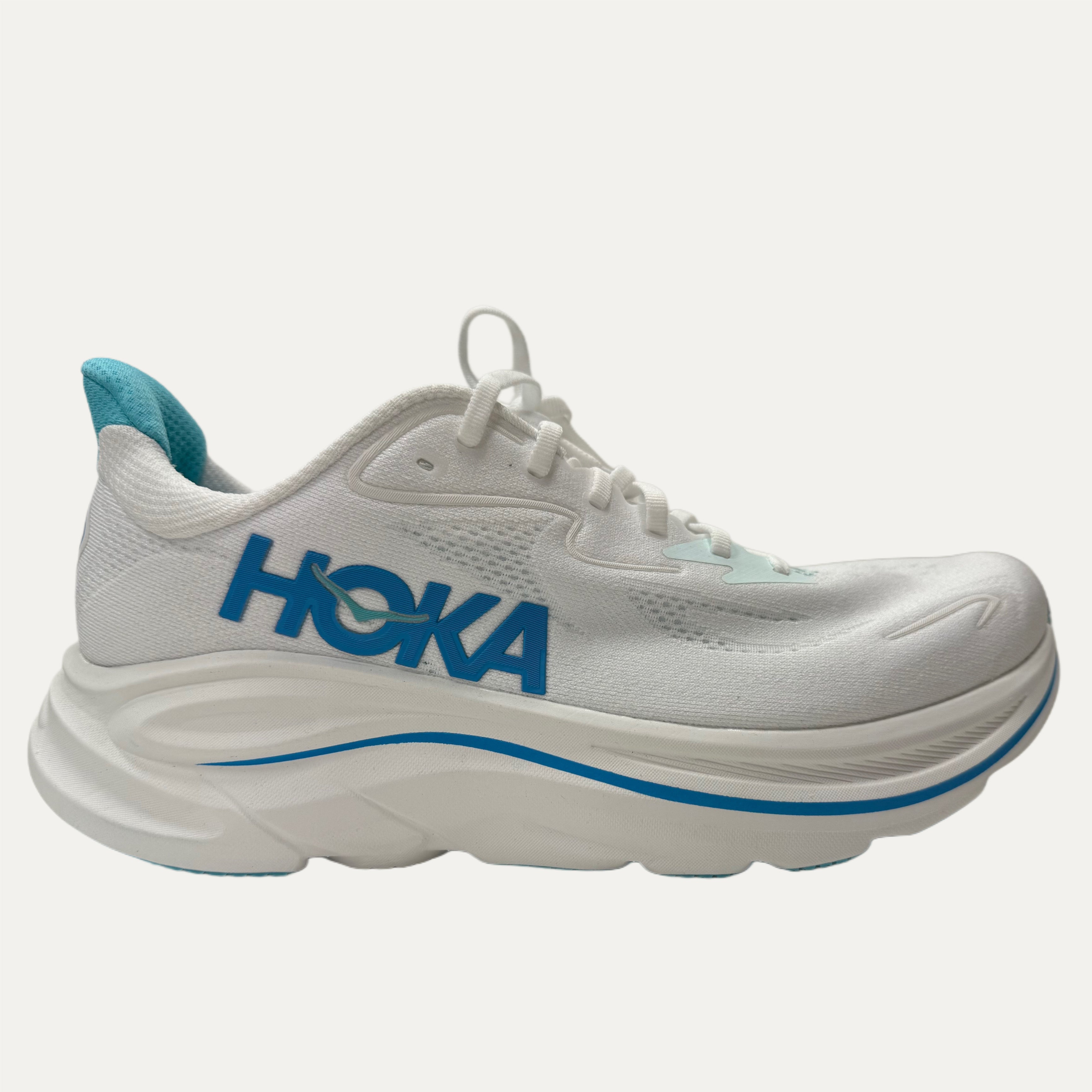 Men’s Hoka Clifton 10 Athletic Shoe - White / Skyward Blue