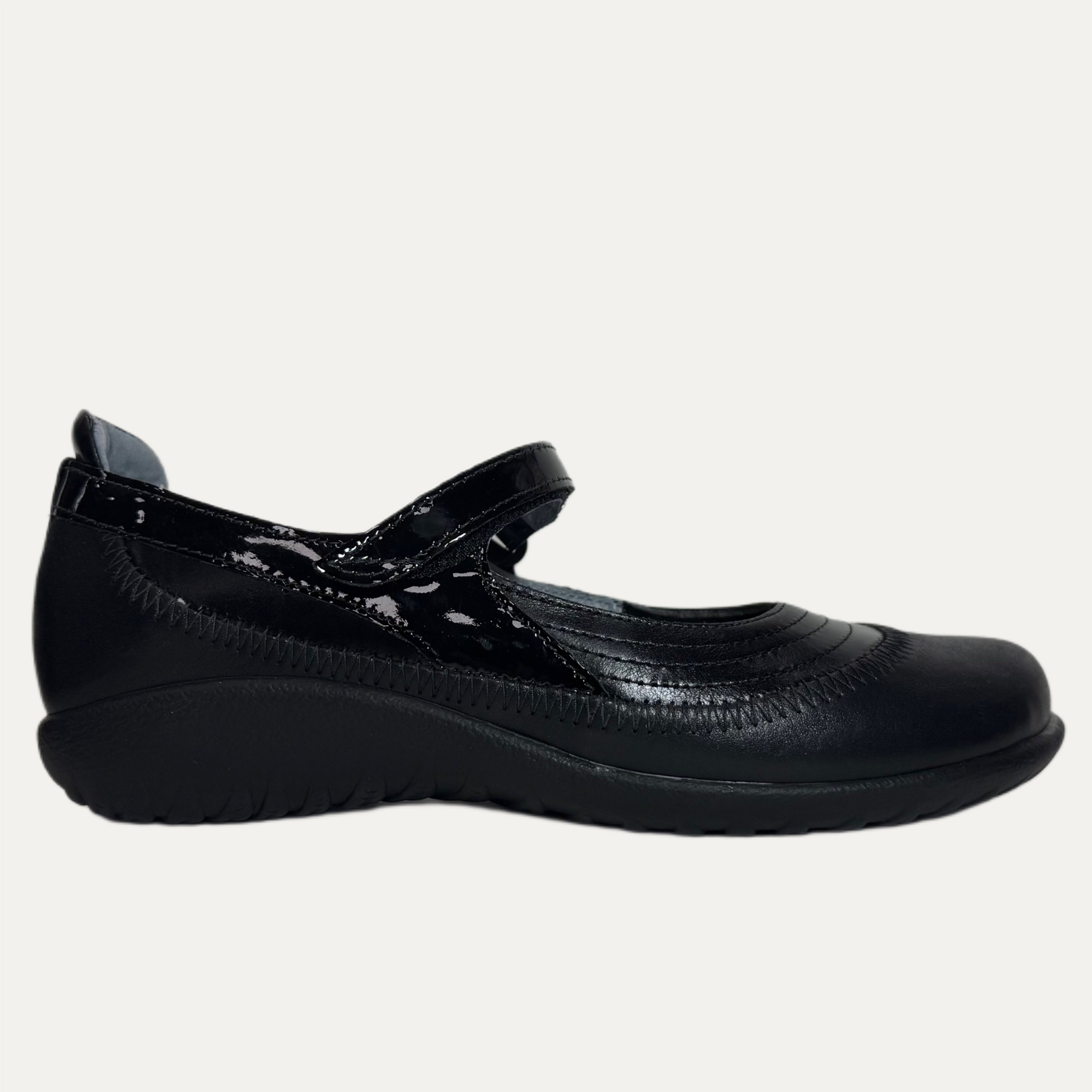 Women's Naot Kirei Mary Jane - Shiny Black/Black Patent/Black Madras