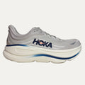 Gray running shoe with Hoka branding on a white background