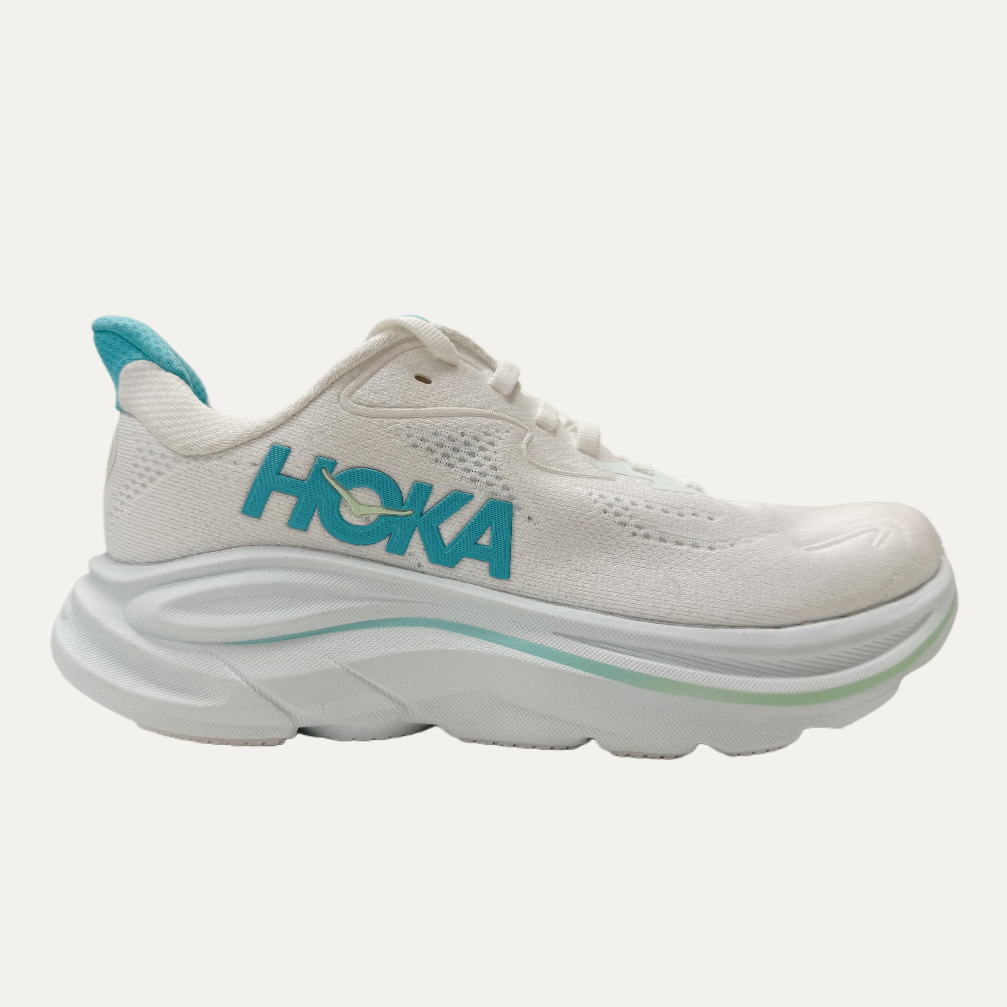 Women's HOKA Clifton 10 Athletic Shoe - White / Cielo Blue