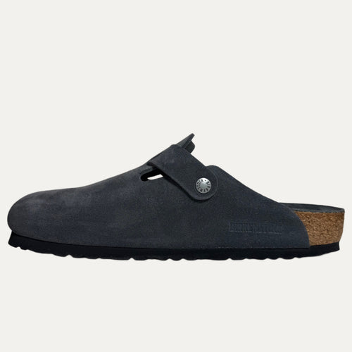 Birkenstock Boston Suede Soft Footbed Clog - Charcoal Tonal