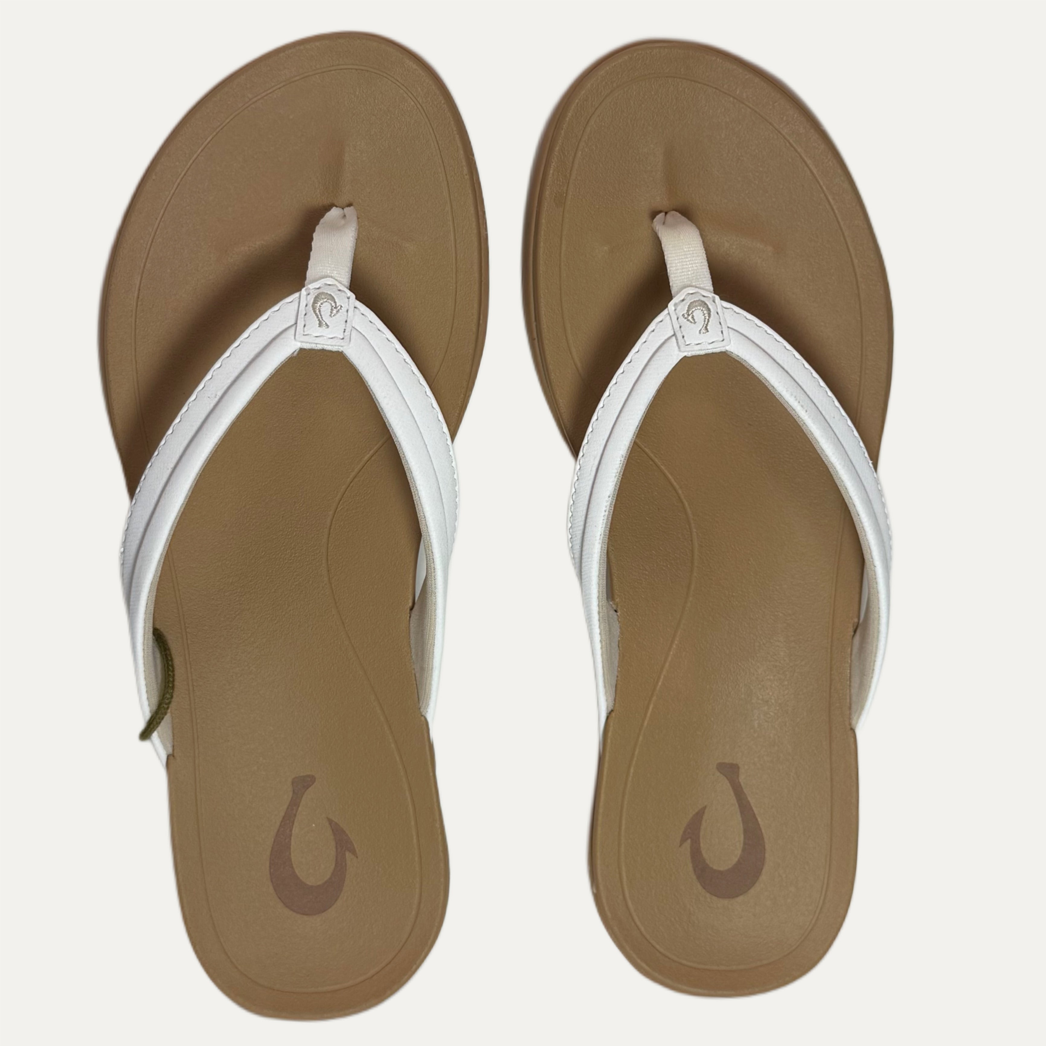 Women’s Olukai Ho'opio Malua Flip Flop Sandal - Bright White / Warm Sand
