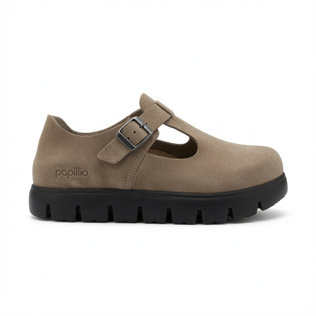 Birkenstock Papillio Paris Chunky Suede Sandal - Gray Taupe