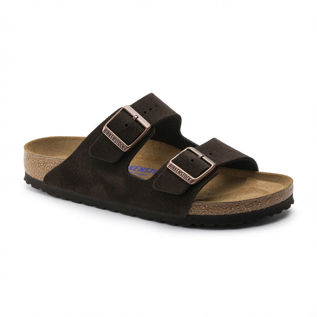 Birkenstock Arizona Slide Suede Soft Footbed Sandal - Mocca