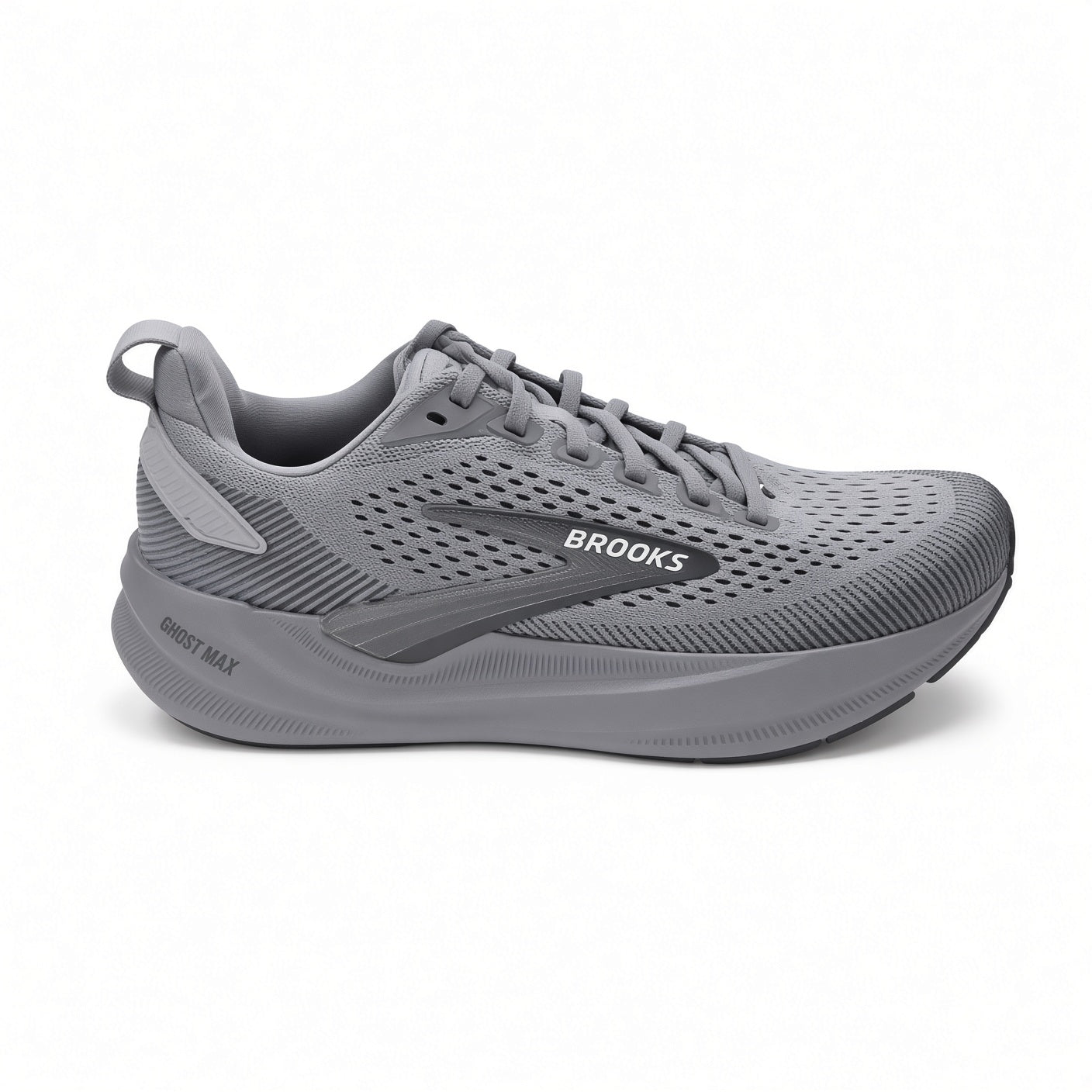 Men's Brooks Ghost Max 4 Running Athletic Shoe-Gray/Gray