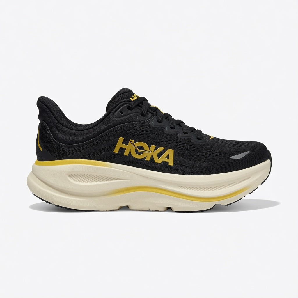 Men's HOKA Bondi 9 Athletic Shoe - Carbon Black/Yellow Gold