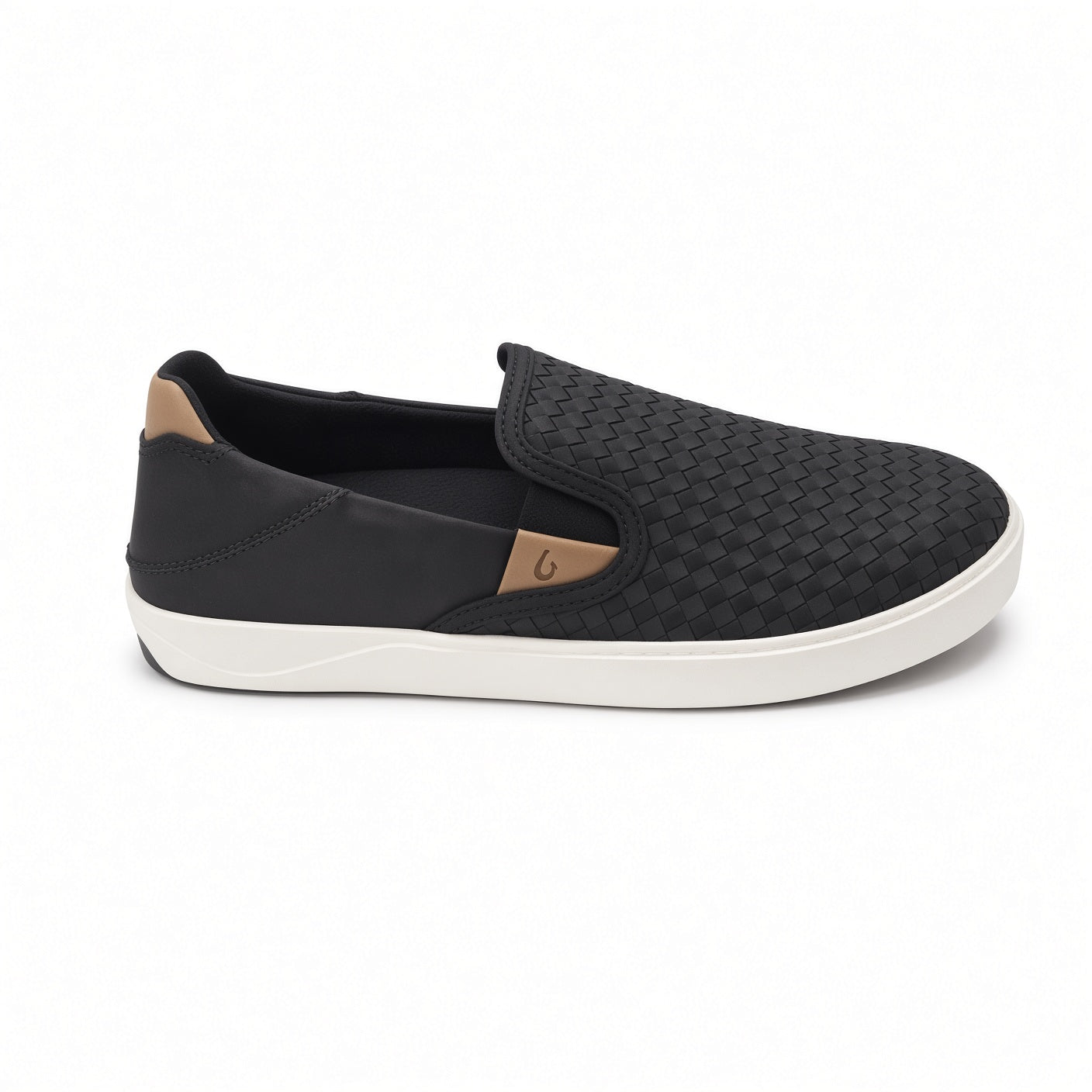 Men's Olukai Lae'ahi Lauhala Slip-On Leather Shoe - Black